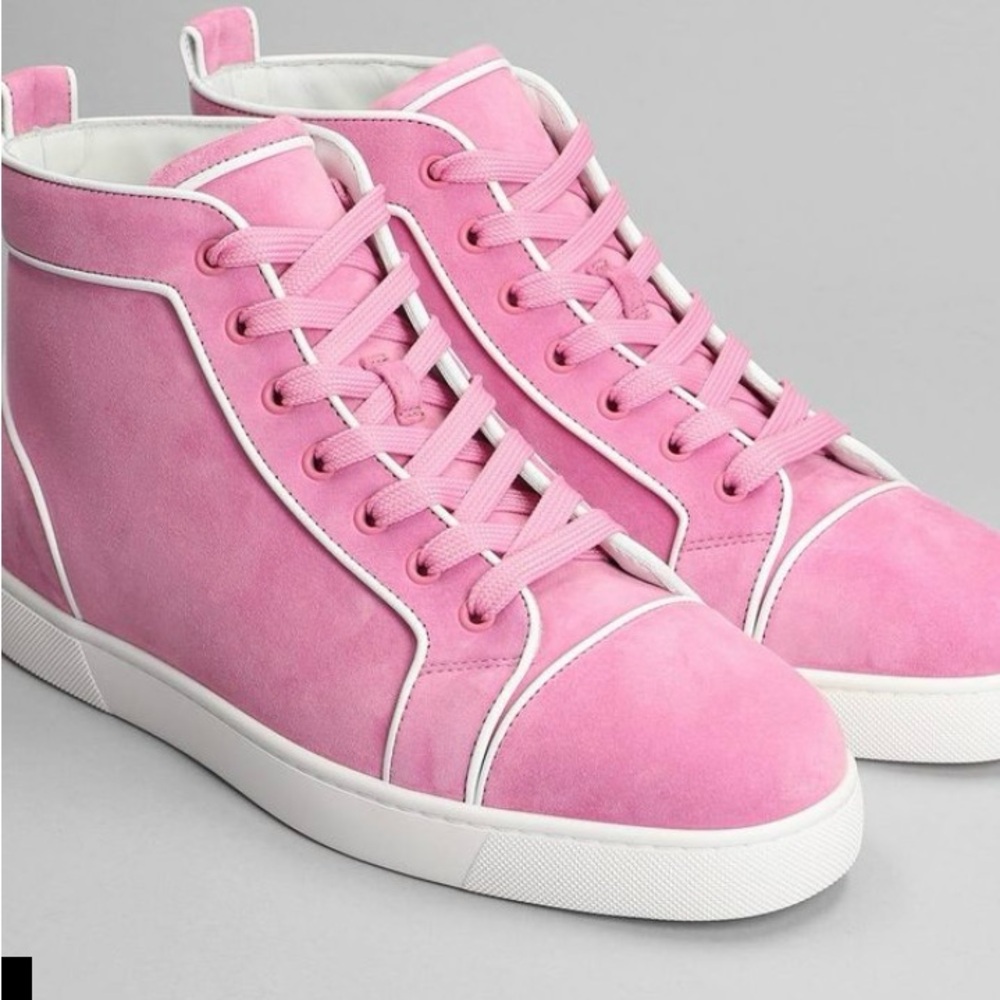 Pink suede louboutin sneakers unisex nwt
